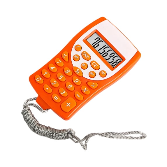 Tunhigl Portable 8-Digit LCD Handheld Calculator with Lanyard, Pocekt Calculator for Students Professionals Office School Home Orange