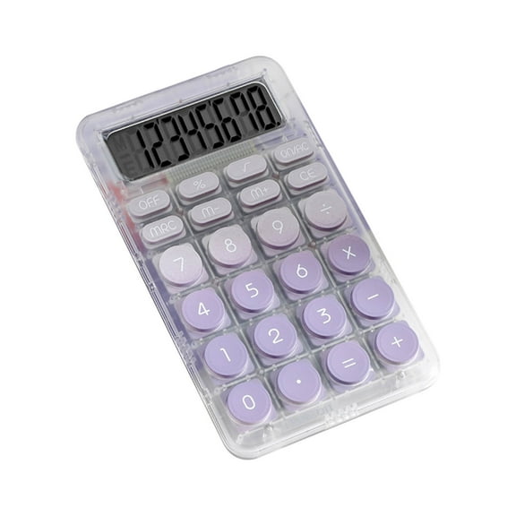 Tunhigl Portable Digital Calculator, 8-Digit LCD Display Gradient Pocket Calculator with Non-Slip Base