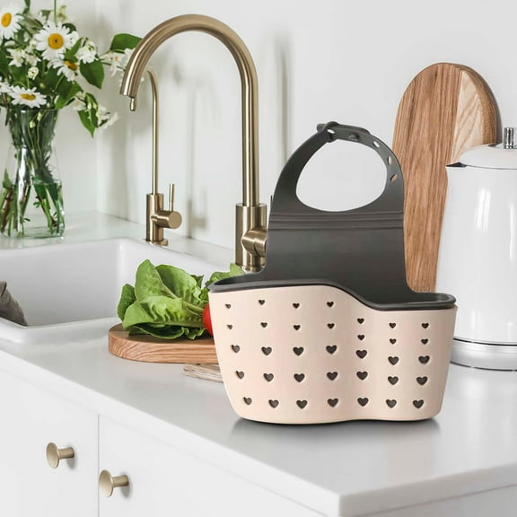 Tunhigl Premium Beige 2-Tier Kitchen Sink Drain Rack for Sink Organization Space-Saving Compact Design in Small Apartments and RVs Pink
