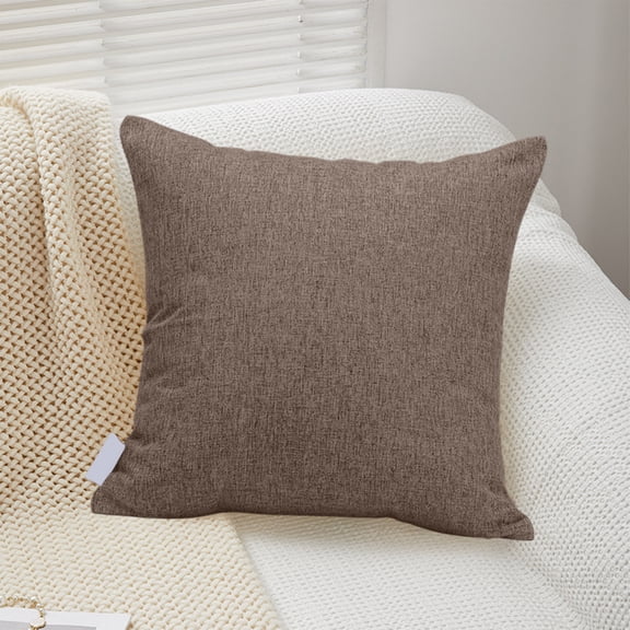 Tunhigl Premium Linen Look Decorative Throw Pillow Cushion for Sofa, Bed, and Living Room with Zipper - Modern Large Lumbar Backrest Pillow in Multiple Colors Coffee