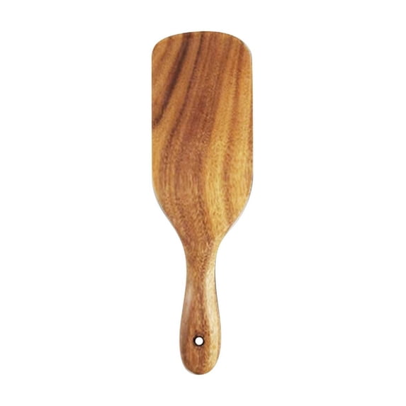 Tunhigl Premium Teak Wood Long Handle Spatula - Durable Kitchen Utensil for Stirring, Flipping & Mixing - Multi-Purpose Cooking Tool Brown