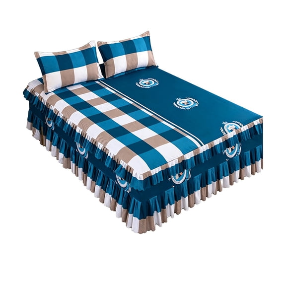 Tunhigl Printed Polyester Bedding Set, Elastic Dust Ruffle Bed Skirt & 2 Matching Pillowcases, Wrinkle Resistant Soft Linen, 4 Size Options, All Season Decor Bedding for Bedroom & Guest Room