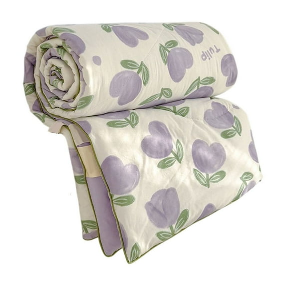 Tunhigl Quilts Queen Size, 59.1×78.8Inches Friendly Plain Printed Quilts Washed Cotton Summer Quilt Ventilation Quilt