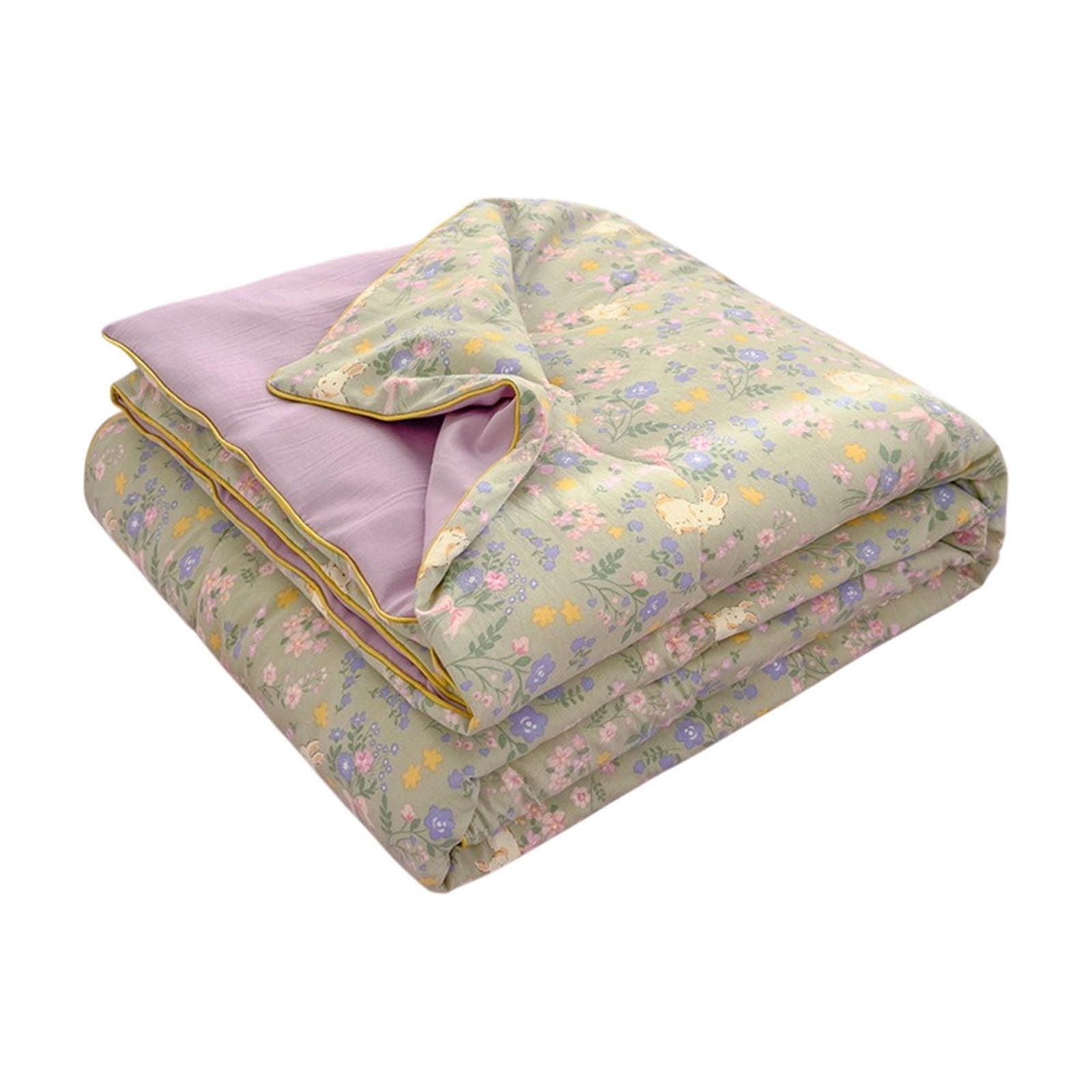 Tunhigl Quilts Queen Size 59.1×78.8Inches Skin Friendly Plain Printed Quilts Washed Cotton Summer Quilt Soft Quilt