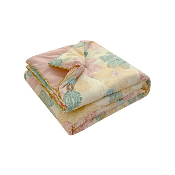 Tunhigl Quilts Queen Size 59.1×78.8Inches Skin Friendly Plain Printed Quilts Washed Cotton Summer Quilt Soft Quilt