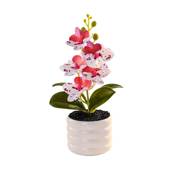 Tunhigl Real Touch Faux Phalaenopsis Orchid Plant with Bendable Stems for Home Office Wedding Decorations Lifelike Silk Flower Arrangement No Watering Fade-Resistant Rose Red