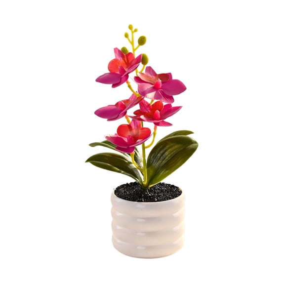 Tunhigl Real Touch Faux Phalaenopsis Orchid Plant with Bendable Stems for Home Office Wedding Decorations Lifelike Silk Flower Arrangement No Watering Fade-Resistant Rose Red