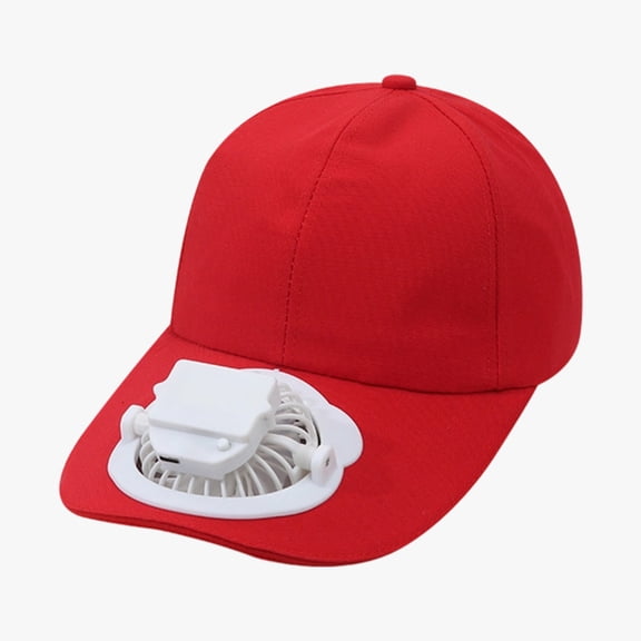 Tunhigl Rechargeable Fan Cap for Summer - UPF 50+ Sun Protection, 360° Rotatable Fan, Long-Lasting Battery, Adjustable Wind Speed, Type-C Charging Red