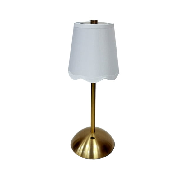 Tunhigl Rechargeable Table Lamp, Metal Bedside Lamp with 3 Color Modes & Scalloped Fabric Shade, Cordless LED Desk Lamp for Bedroom, Living Room & Home Decor