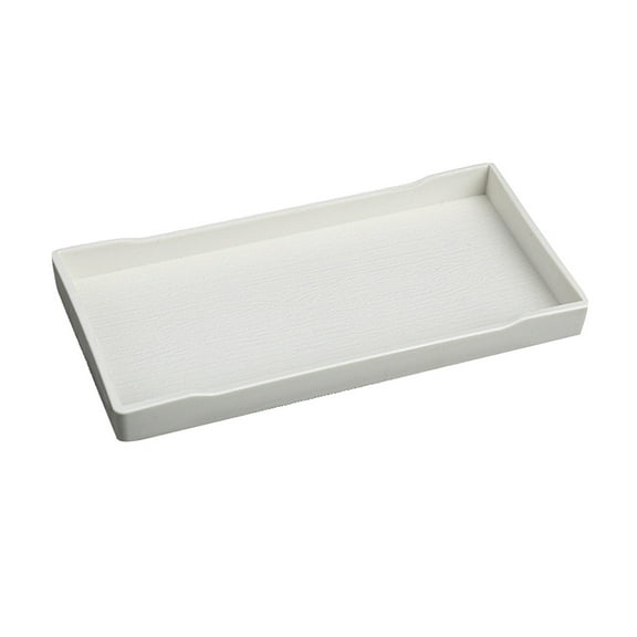 Tunhigl Rectangular Plastic Serving Tray - Anti-Slip Kitchen & Living Room Tray for Food, Drinks, Jewelry, and Decor White