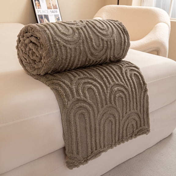 Tunhigl Roman Column Pattern Throw Blanket in Coffee Soft Polyester Fleece for Sofa Bed Lounging Fall Home Decor All-Season Cozy Gift Year-Round Comfort