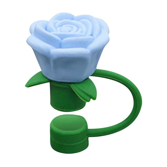 Tunhigl Rose Straw Stopper 10mm - Elegant Flower Straw Cap for Drink Protection & Style | Food Safe, Multi-Functional Accessory for Home, Parties & Outdoors Blue
