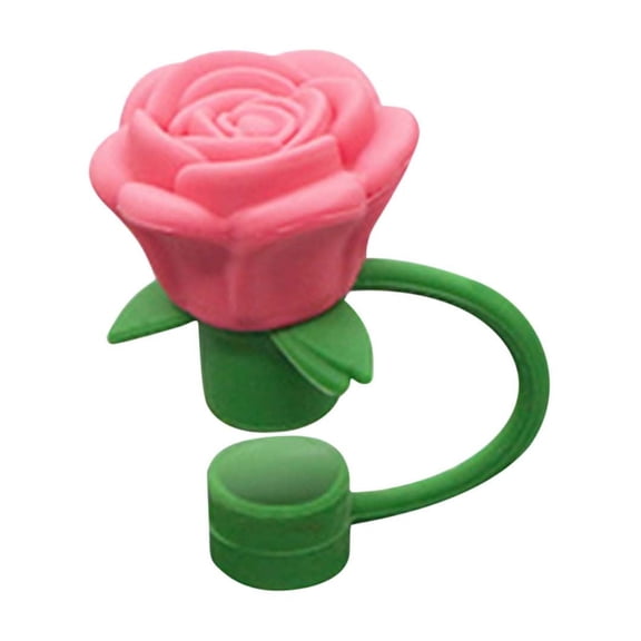 Tunhigl Rose Straw Stopper 10mm - Elegant Flower Straw Cap for Drink Protection & Style | Food Safe, Multi-Functional Accessory for Home, Parties & Outdoors Hot Pink