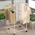 thumbnail image 1 of Tunhigl Rotating Floor Standing Clothes Drying Rack for Dormitories and Small Spaces - Compact Space Saving Storage for Hangers White, 1 of 7