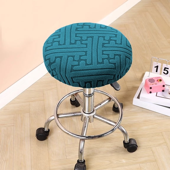 Tunhigl Round Chair Cover for Bar Stools Rotating Chairs Beauty Salon Stools Elastic Stretch Protective Seat Cover All-Season Washable Stool Cushion Slipcover Blue