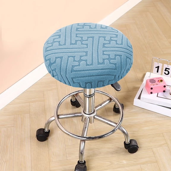 Tunhigl Round Chair Cover for Bar Stools Rotating Chairs Beauty Salon Stools Elastic Stretch Protective Seat Cover All-Season Washable Stool Cushion Slipcover Sky Blue