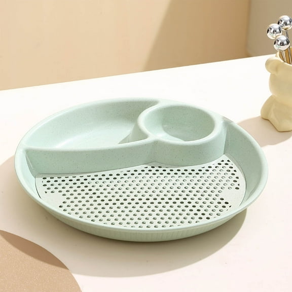 Tunhigl Round Divided Food Tray - Large Capacity Serving Platter with Compartments - Snack & Fruit Tray for Appetizer, Meal, Party for Home, Picnic, Buffet, Entertaining - Dishwasher Safe Green