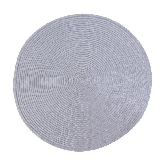 Tunhigl Round Woven Table Mat 15 Inch - Oil-Proof, Heat Insulation Placemats for Dining & Coffee Tables - Elegant Home Decor Gray