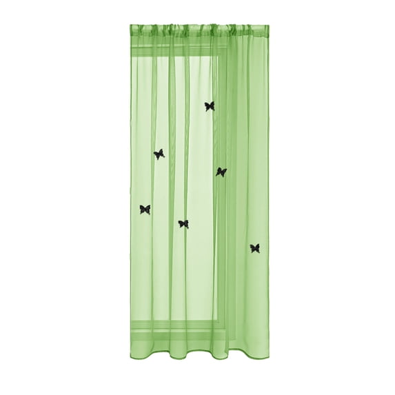 Tunhigl Sheer Curtain with Butterfly Pin Hardware 39x51in for Bedroom Living Room Spring Holiday Decor Blackout Protection 1Pc Green