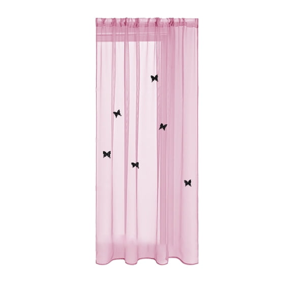 Tunhigl Sheer Curtain with Butterfly Pin Hardware 39x51in for Bedroom Living Room Spring Holiday Decor Blackout Protection 1Pc Pink