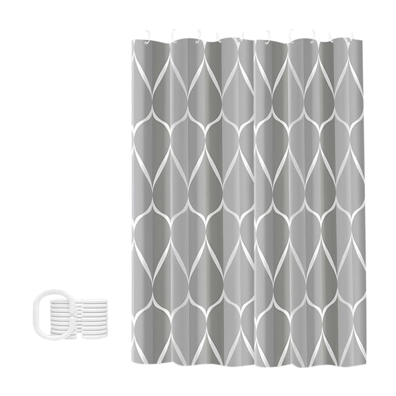 Tunhigl Shower Curtain with Liner, No-Hook Split-Ring Waterproof Bathroom Partition Door Curtain