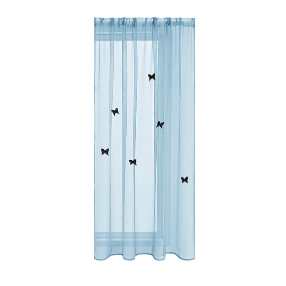 Tunhigl Single Panel 3D Butterfly Embroidered Sheer Curtain, Light Filtering Decor Voile for Living Room Bedroom