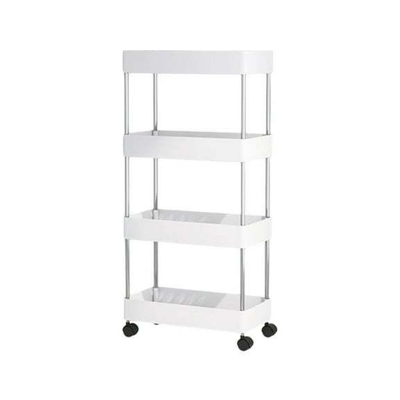 Tunhigl Slim Rolling Storage Cart 4 Tier Bathroom Storage Organizer Laundry Room Utility Cart Mobile Shelving Unit Multi Purpose For Kitchen Bathroom Narrow Places