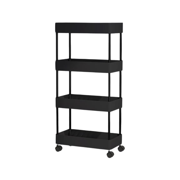 Tunhigl Slim Rolling Storage Cart 4 Tier Bathroom Storage Organizer Laundry Room Utility Cart Mobile Shelving Unit Multi Purpose For Kitchen Bathroom Narrow Places