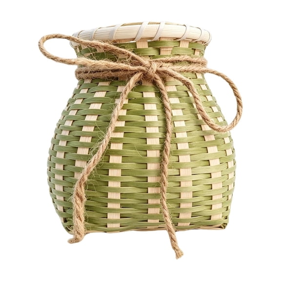 Tunhigl Small Bamboo Woven Storage Basket, Decorative Organizer Bin for Sundries & Flower Arrangement