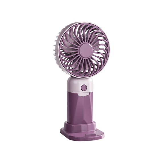 Tunhigl Small Portable Rechargeable Quiet Handheld Fan with Desktop Stand 3-Speed Mini Fan Summer Essentials Purple