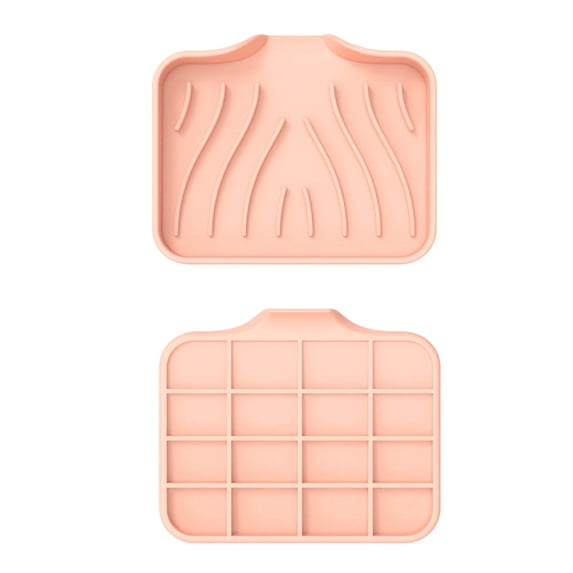 Tunhigl Soft Gel Soap Sponge Tray 4 x 5 Inch - Stylish & Durable Sink Storage for Kitchen & Bathroom - Heat-Resistant Rubber Soap Dish with Drainage Design Pink