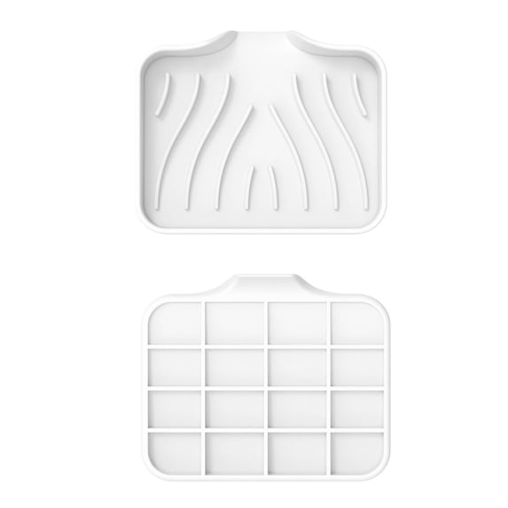 Tunhigl Soft Gel Soap Sponge Tray 4 x 5 Inch - Stylish & Durable Sink Storage for Kitchen & Bathroom - Heat-Resistant Rubber Soap Dish with Drainage Design White
