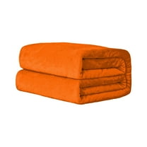 Tunhigl Soft Solid Color Flannel Blanket for Women Men - Cozy Velvet-Touch Throw for Sofa, Bed, Travel - Plush Comfortable Gift Blanket for Home, Dorm, Car Orange