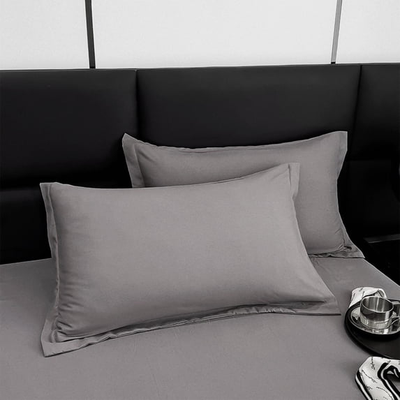 Tunhigl Solid Color Washed Cotton Pillowcase Set of 2 - Queen King Size Pillow Covers Luxury Soft Durable Easy Care Modern Pillow Protector for Home & Gifts Dark Gray