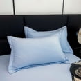 thumbnail image 1 of Tunhigl Solid Color Washed Cotton Pillowcase Set of 2 - Queen King Size Pillow Covers Luxury Soft Durable Easy Care Modern Pillow Protector for Home & Gifts Light Blue, 1 of 6