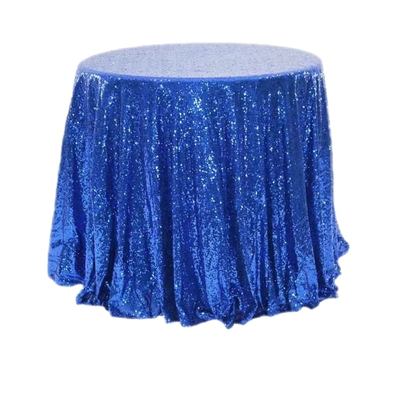 Tunhigl Sparkling Round Sequin Tablecloth for Parties - Glitter Fabric Table Cover in Multiple Colors for Wedding, Birthday, Christmas Decoration Dark Blue