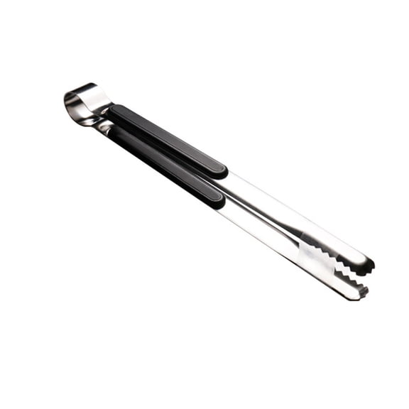 Tunhigl Stainless Steel BBQ Grill Clips - 25.5CM Heavy Duty Barbecue Food Tongs for Outdoor Cooking, Non-Slip Grip & Ergonomic Handle Black