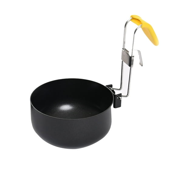 Tunhigl Stainless Steel Egg Poacher with Non-Stick Coating - Foldable & Detachable Handle for Perfect Boiled Eggs Every Time - Versatile Kitchen Tool for Pots & Space Saving Black