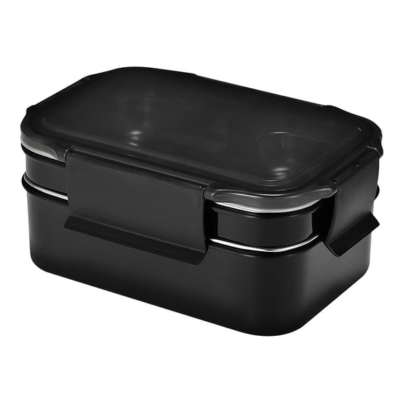 Tunhigl Stainless Steel Lunch Box Double-Layer Insulated Food Container - Airtight, Leak-Proof & Portable for School, Work, Picnics & Travel Black