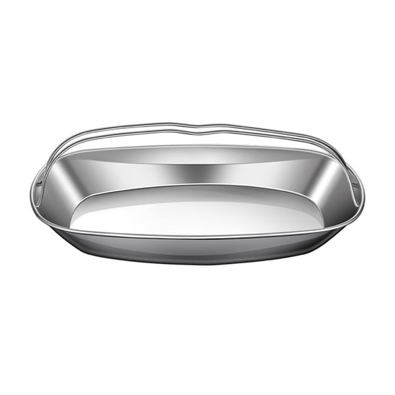 Tunhigl Stainless Steel Oval Serving Platter With Carry Handles, Heavy-Duty Food Tray For Steamed Fish Dumpling Seafood Home Kitchen Restaurant Use