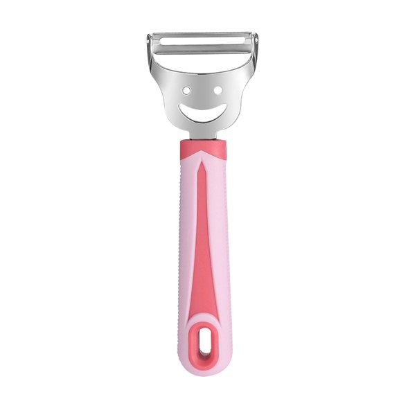 Tunhigl Stainless Steel Peeler & Vegetable Scraper - Smiling Face Design Kitchen Paring Knife for Potatoes, Carrots & More - Easy to Clean & Durable Kitchen Gadgets Pink