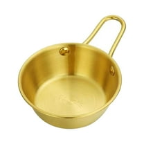 Tunhigl Stainless Steel Snack Seasoning Bowl with Handle - Versatile Golden Rice Bowl for Hot & Cold Dishes, Perfect for Pasta, Steak Gold