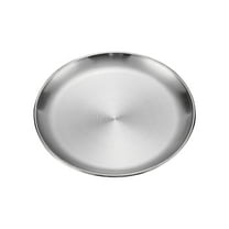 Tunhigl Stainless Steel Thickened BBQ Plates & Cake Dishes 8 Inch - Versatile Matte Brushed Dessert Plates for Home & Restaurant Use Silver
