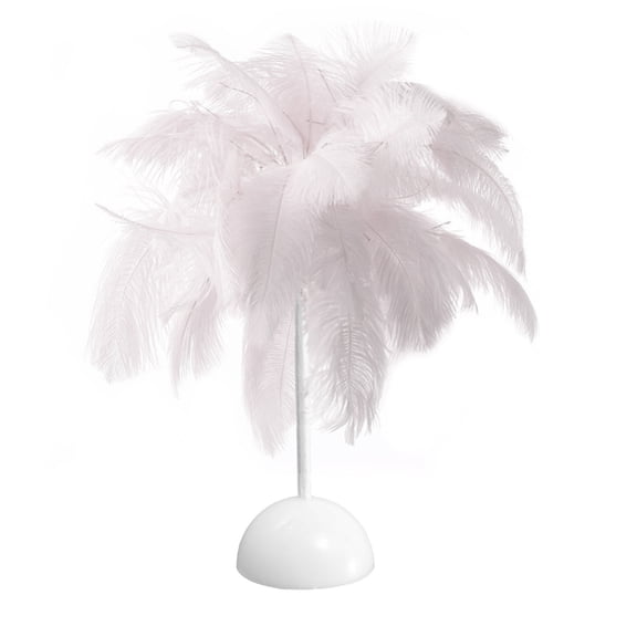 Tunhigl Stylish Feather Table Lamp for Bedroom Decor - Battery-Operated LED Night Light with Warm Glow, for Living Room, Party, Wedding Centerpiece, Christmas, and Valentine's Day Gifts White
