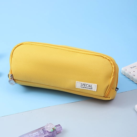 Tunhigl Stylish Multi-Layer Cloth Pencil Case - Durable Pencil Pouch, Fashionable Stationery Storage Bag for Teens & Office Yellow