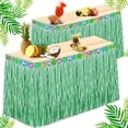 thumbnail image 1 of Tunhigl Summer Hawaiian Straw Table Skirt for Luau Beach Birthday Parties Festive Party Summer Events Decor Green, 1 of 8