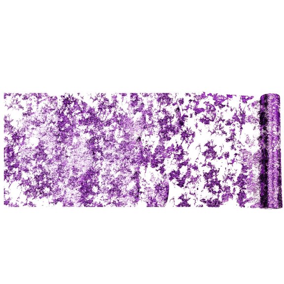 Tunhigl Table Runner - Sequin Glitter Foil Metallic Thin Mesh Runner Roll 30 ft - Gauze Table Runner with Floral Bouquet Strap for Wedding, Holiday, Christmas, Party, Banquet, Home Decor Purple