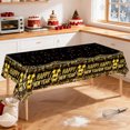 thumbnail image 1 of Tunhigl Tablecloth 54 x 108 Inches Rectangle Happy New Year Festive Decor Black Gold White Multicolor Plastic Table Cover for Dinner Parties Buffet Setup Count Down Events, 1 of 6