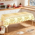 thumbnail image 1 of Tunhigl Tablecloth 54 x 108 Inches Rectangle Happy New Year Festive Decor Black Gold White Multicolor Plastic Table Cover for Dinner Parties Buffet Setup Count Down Events, 1 of 6