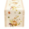 thumbnail image 1 of Tunhigl Thanksgiving Table Runner - Autumn Pumpkin Plaid & Maple Leaf Decor, Premium Linen Kitchen Table Cover for Harvest Parties, Holiday Dinners, and Festive Home Decor Orange, 1 of 7